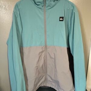Quiksilver Men's Aqua and Gray Raincoat